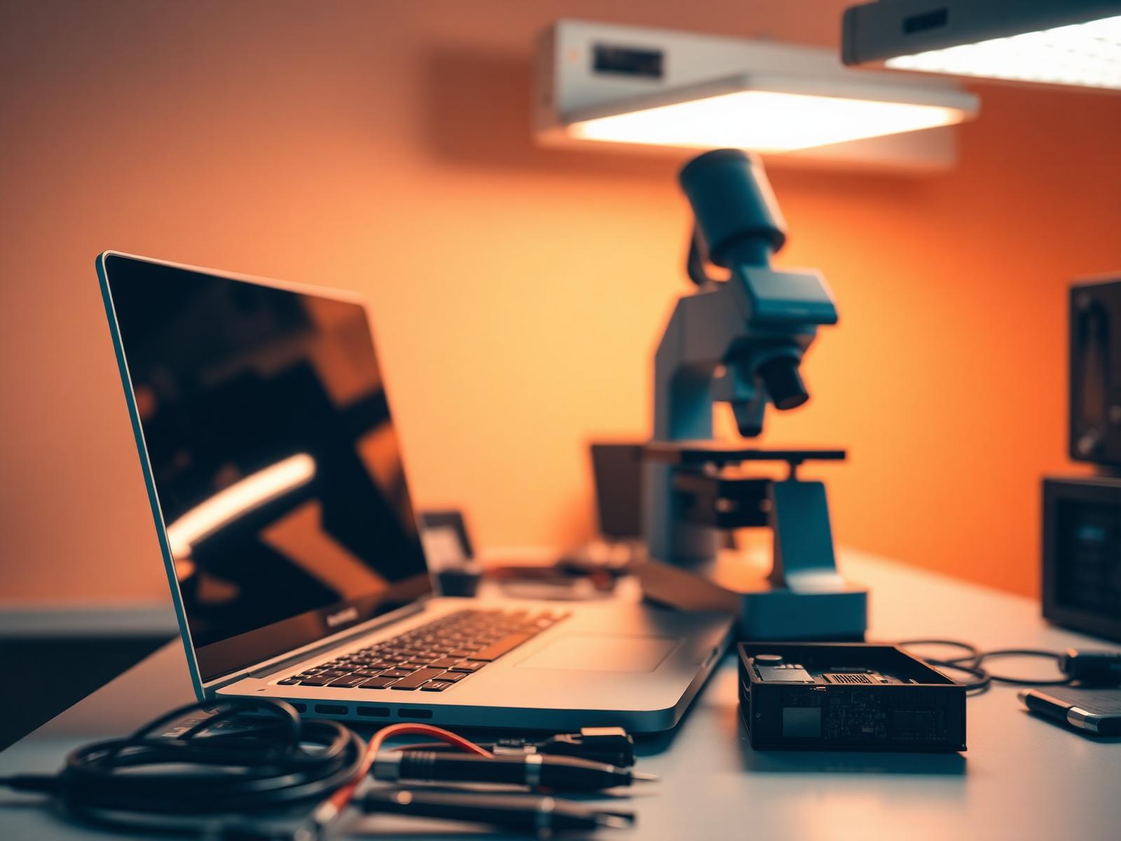IT technician repairing a laptop